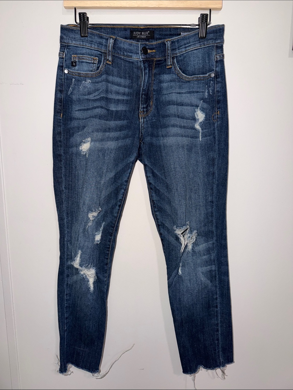 Judy Blue Distressed Skinny Jeans - Dark Blue